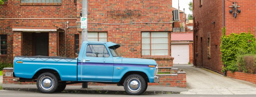 blue pickup truck